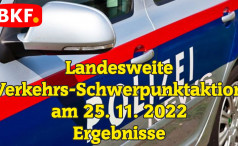 Landesweite Verkehrs-Schwerpunktaktion am 25. 11. 2022 - Ergebnisse