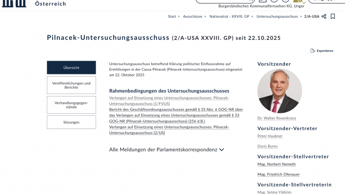 Das Schweigen der Protokolle im Pilnacek U-Ausschuss